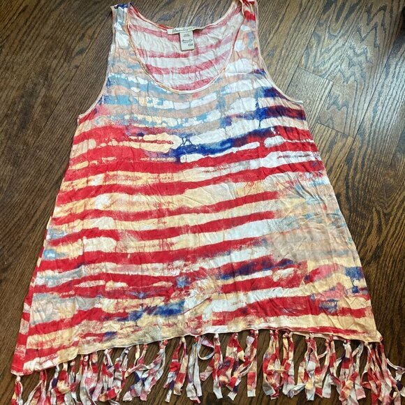 AMERICAN RAG BY CIA tank top with FRINGE/ SIZE OX - Picture 6 of 6